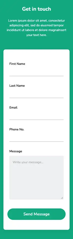 Contact designs for websites: Classic Contact Form Mobile